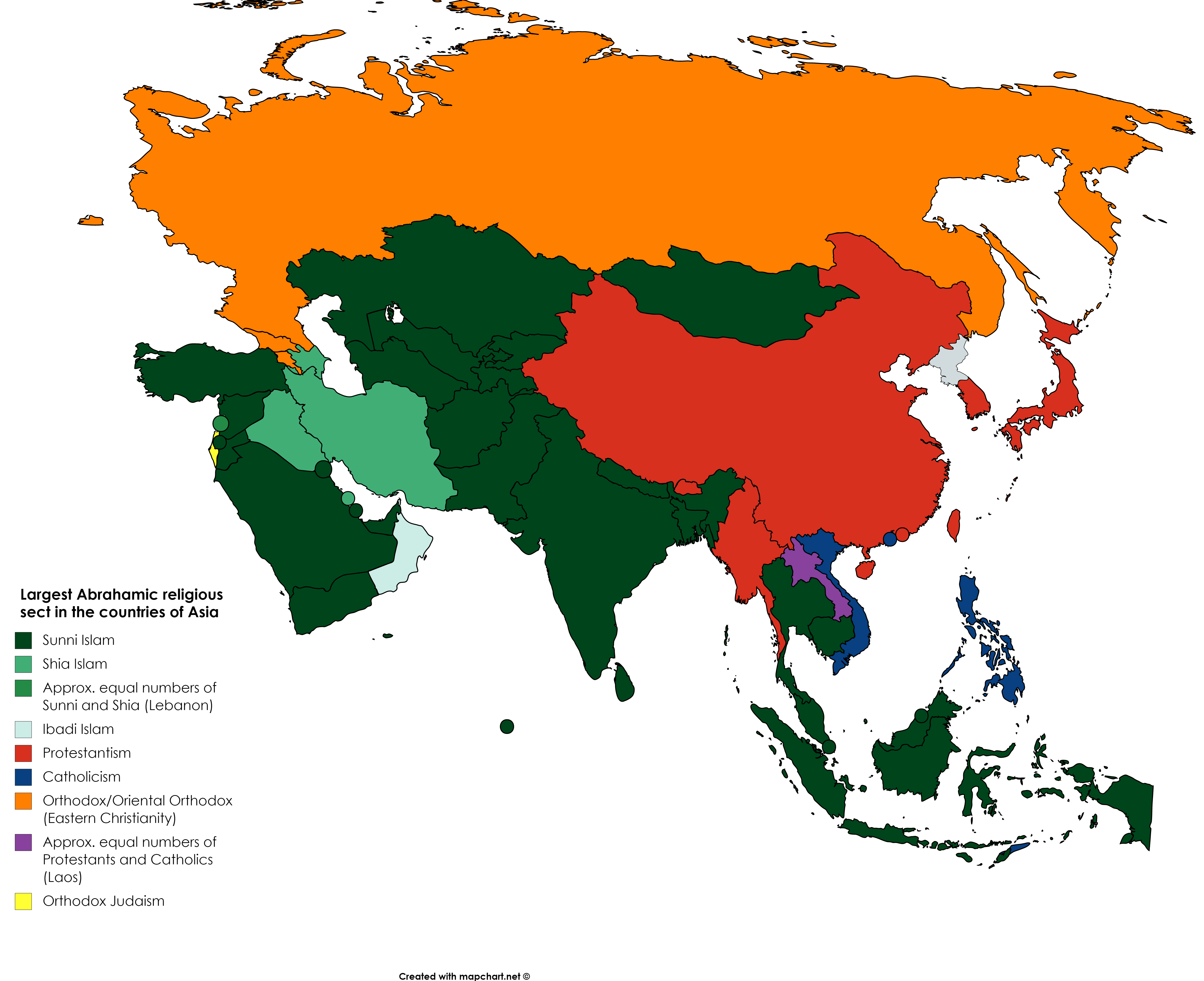 Largest Abrahamic Religious Sect In The Countries Of Asia 4800 X 3910 Mapporn