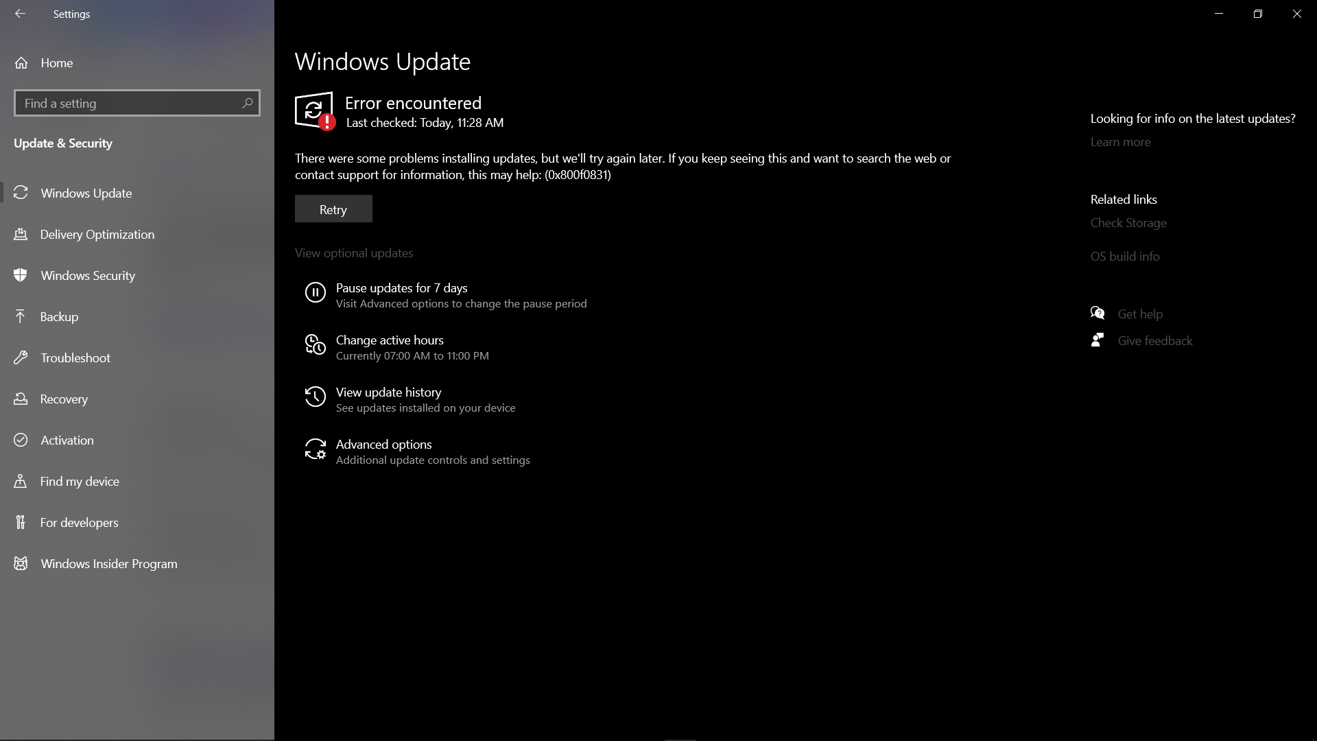 Windows was unable to install the following update with error 0x800f0831. I Get This Error 0x800f0831 When Trying To Update My Laptop R Windows10