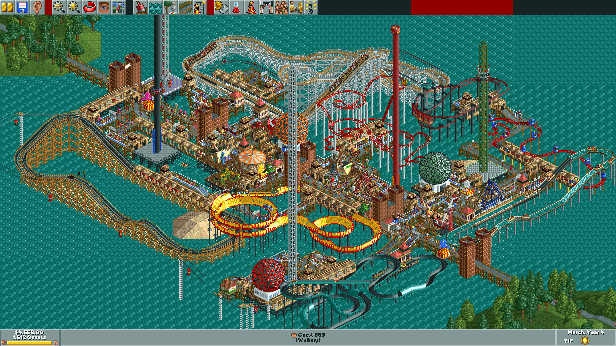 Completed Barony Bridge Scenario - All custom rides except water slide : r rct