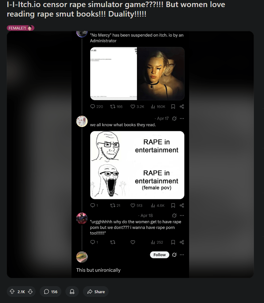 Imagine if these people find Visual Novels like Euphoria or Otome rape games  made for women btw, instead of this No Mercy slop. : rGGdiscussion