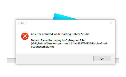 Failed To Deploy Error In Roblox Studio Cannot Launch It Please 