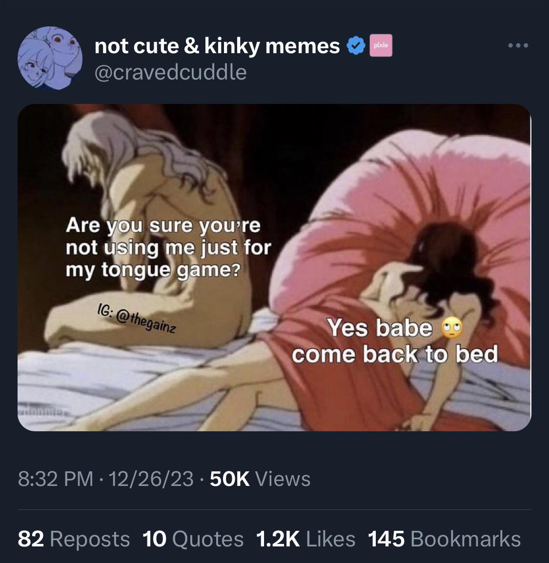 OutJerked by Twitter sex meme account : rberserklejerk