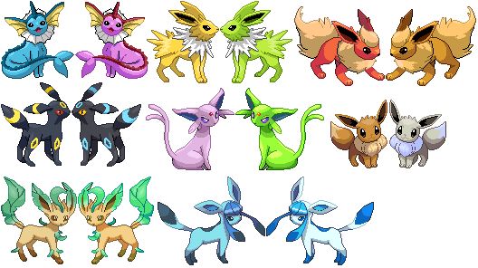 Shiny Eevee Evolutions Pokemon Go - Here S A Better Graphic For The Shiny Eeveelutions Thesilphroad