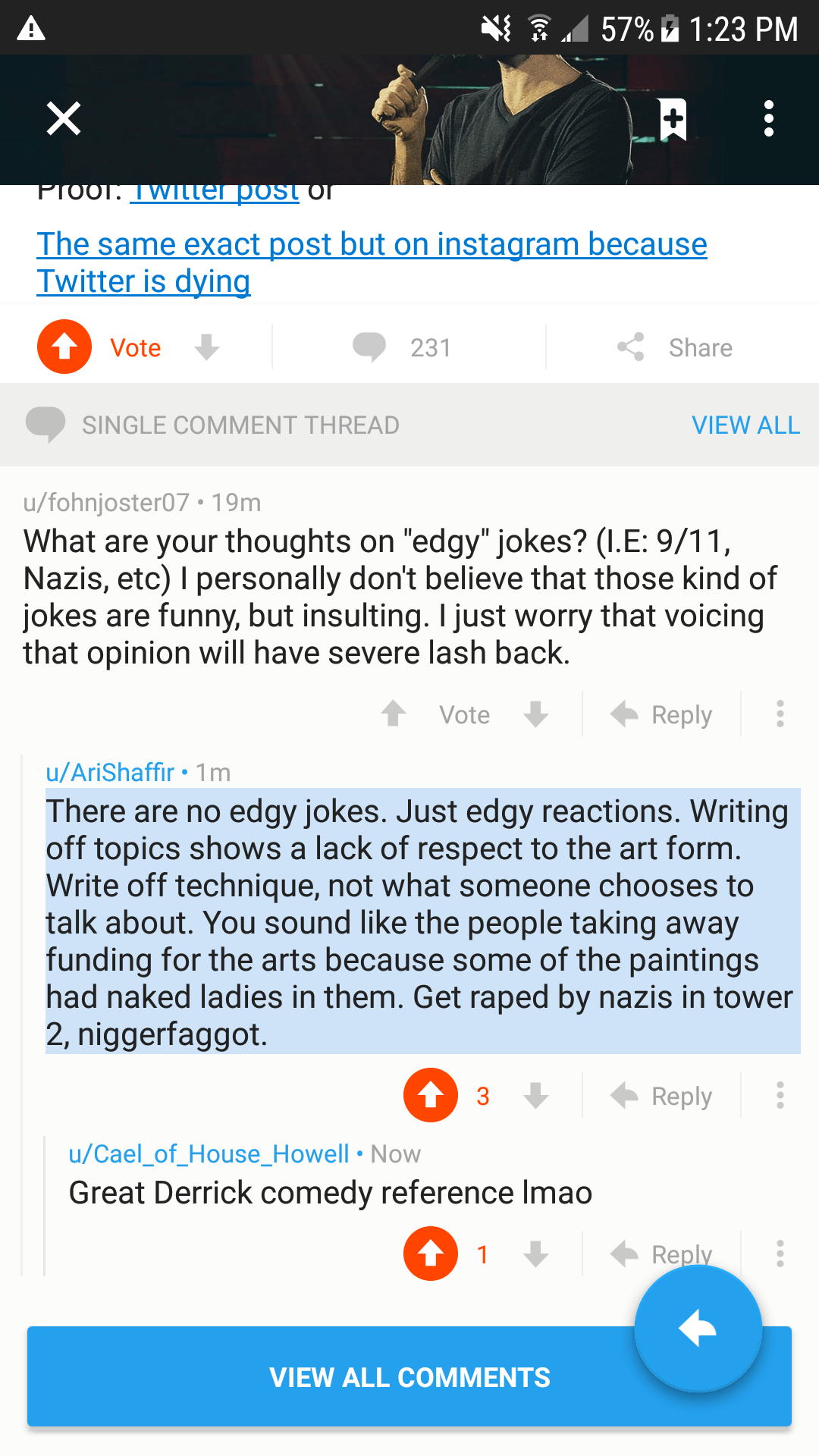 Comedian ari shaffir was dropped by his talent agency and had a new york comedy club appearance canceled, after he posted a video celebrating the death of kobe bryant. Ari Shaffir Twitter Deleted
