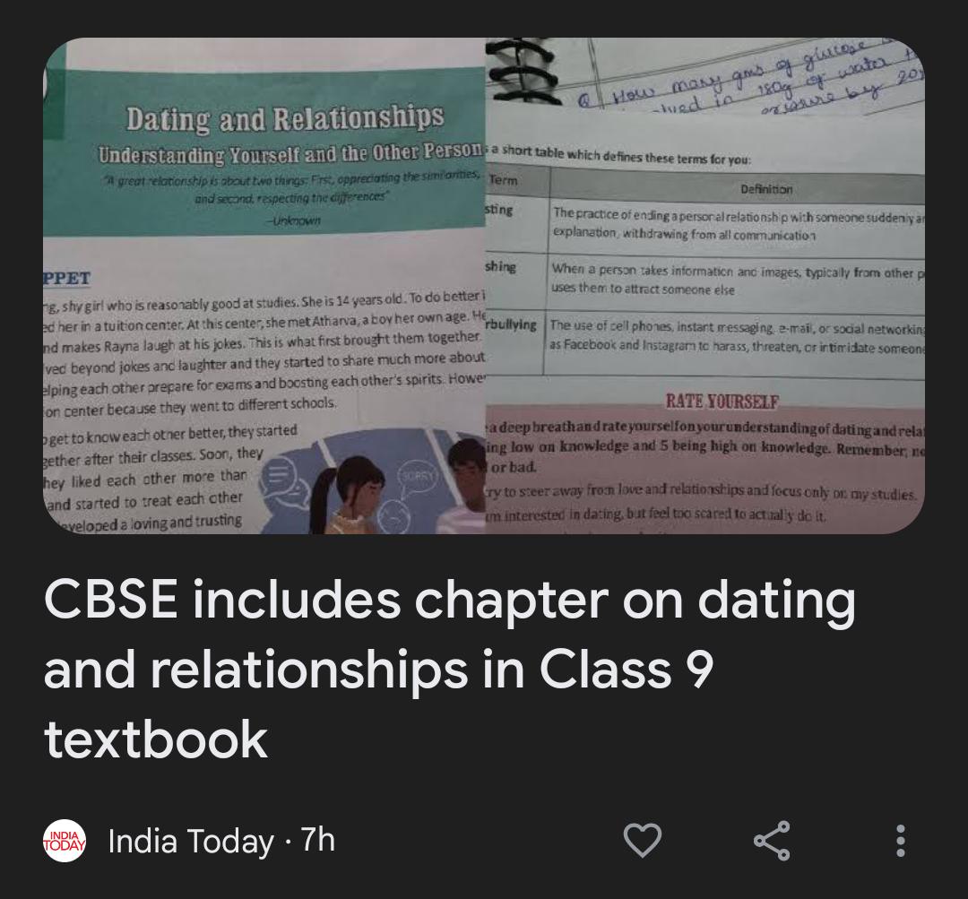 Chapter on Dating...Thoughts? : rCBSE