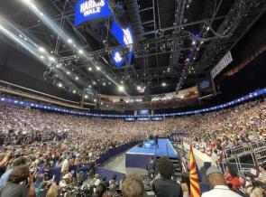 Harris and Walz set a record for the largest rally in Arizona, packing a 20,000 arena in Phoenix.