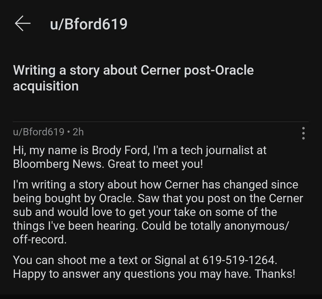Cerner reddit