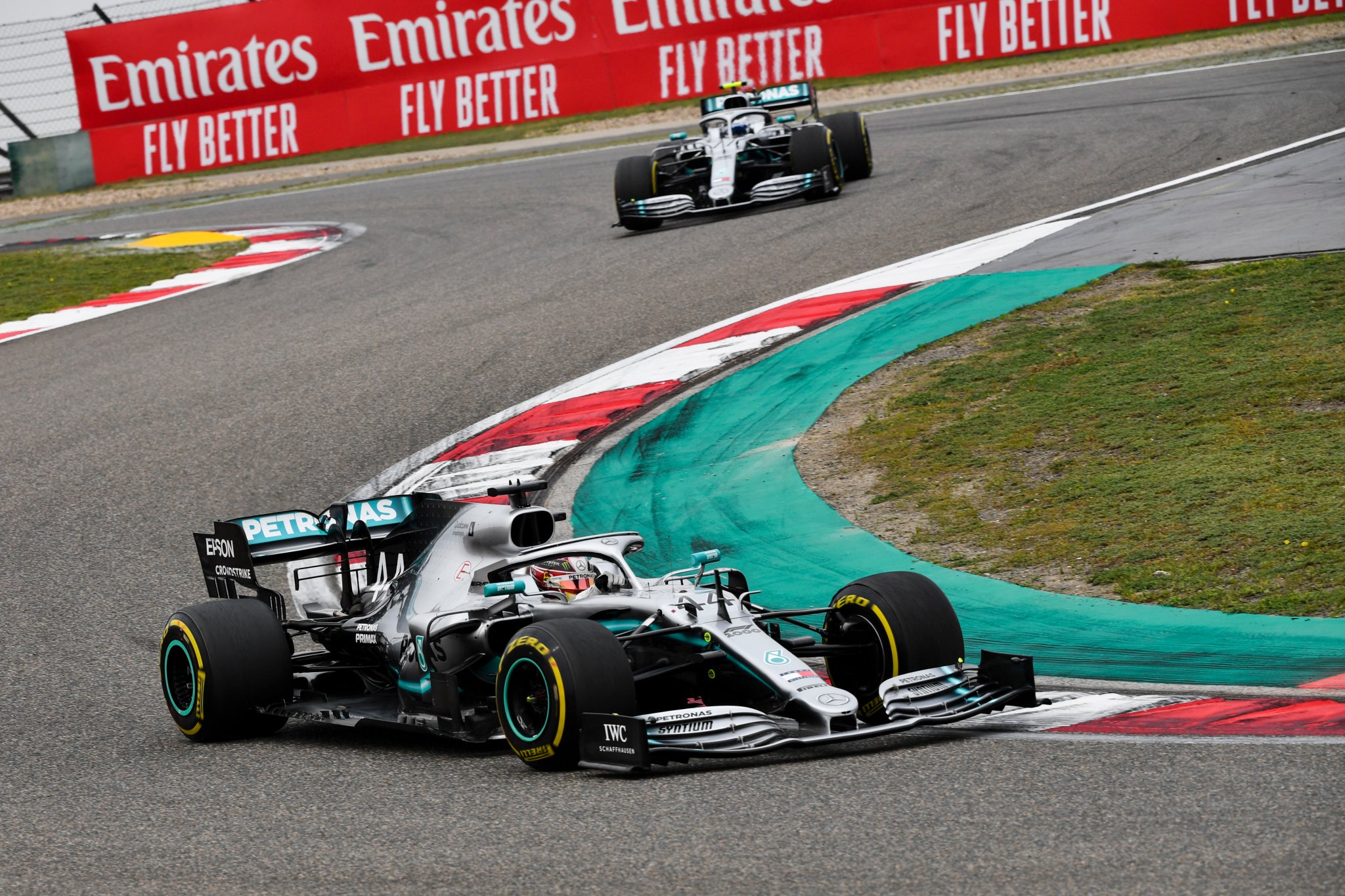 Valtteri Bottas Chasing Lewis Hamilton At The 2019 Chinese