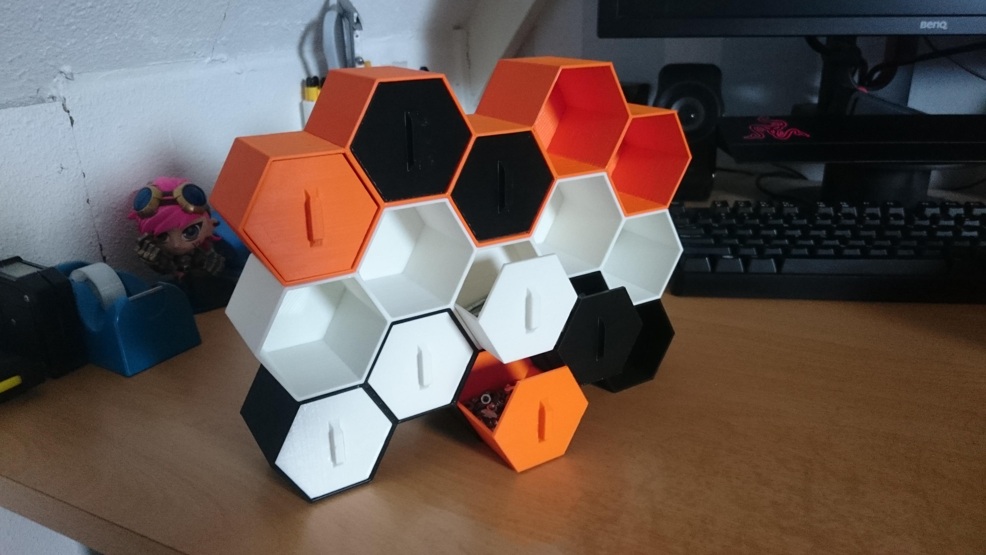 Needed Some Space For All My Screws And Stuff Stackable Hexagon Storage Boxes 3dprinting