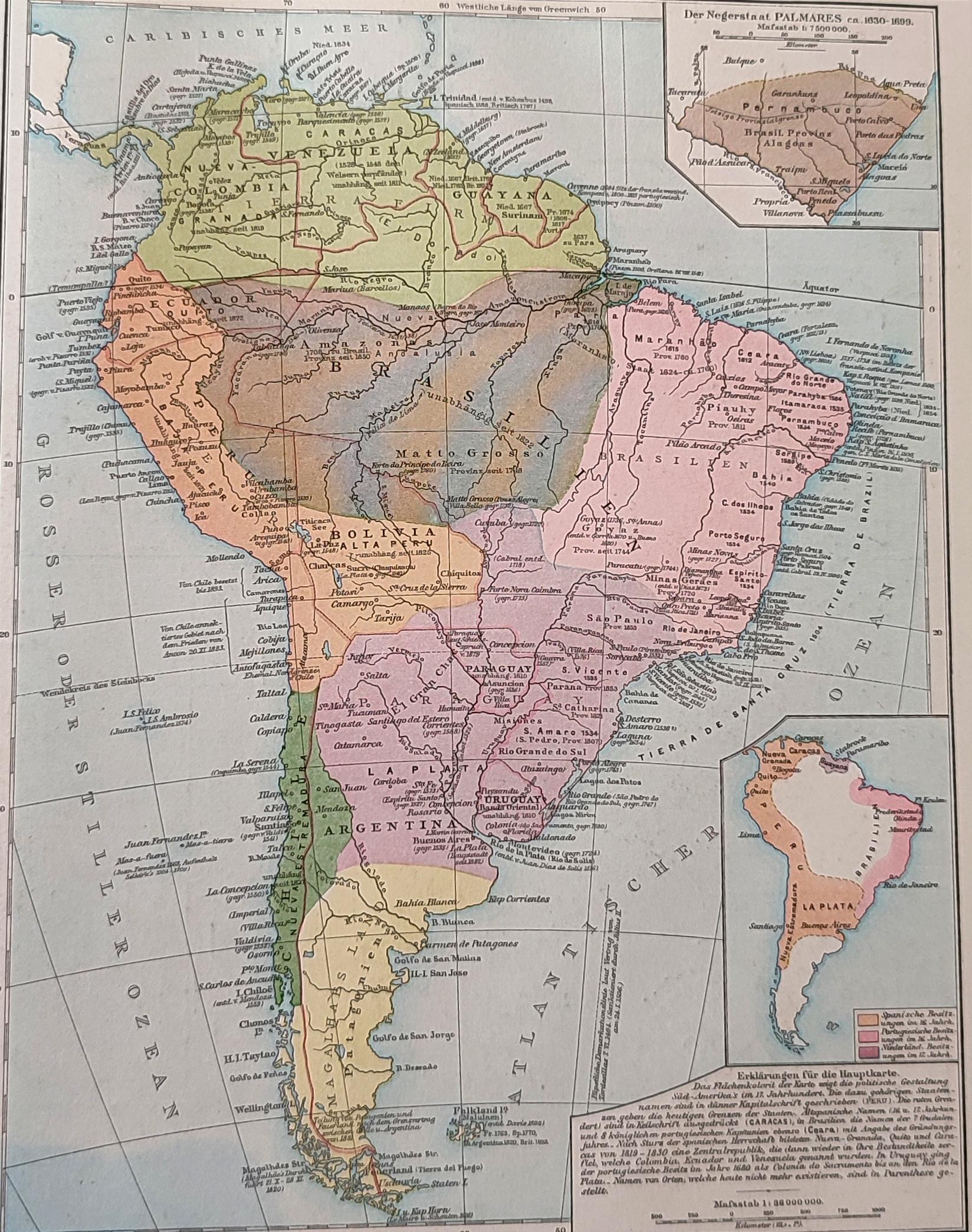 Un mapa medio raro de la historia de Sudamérica, de un atlas alemán de los  años 1880 : rMapPorn