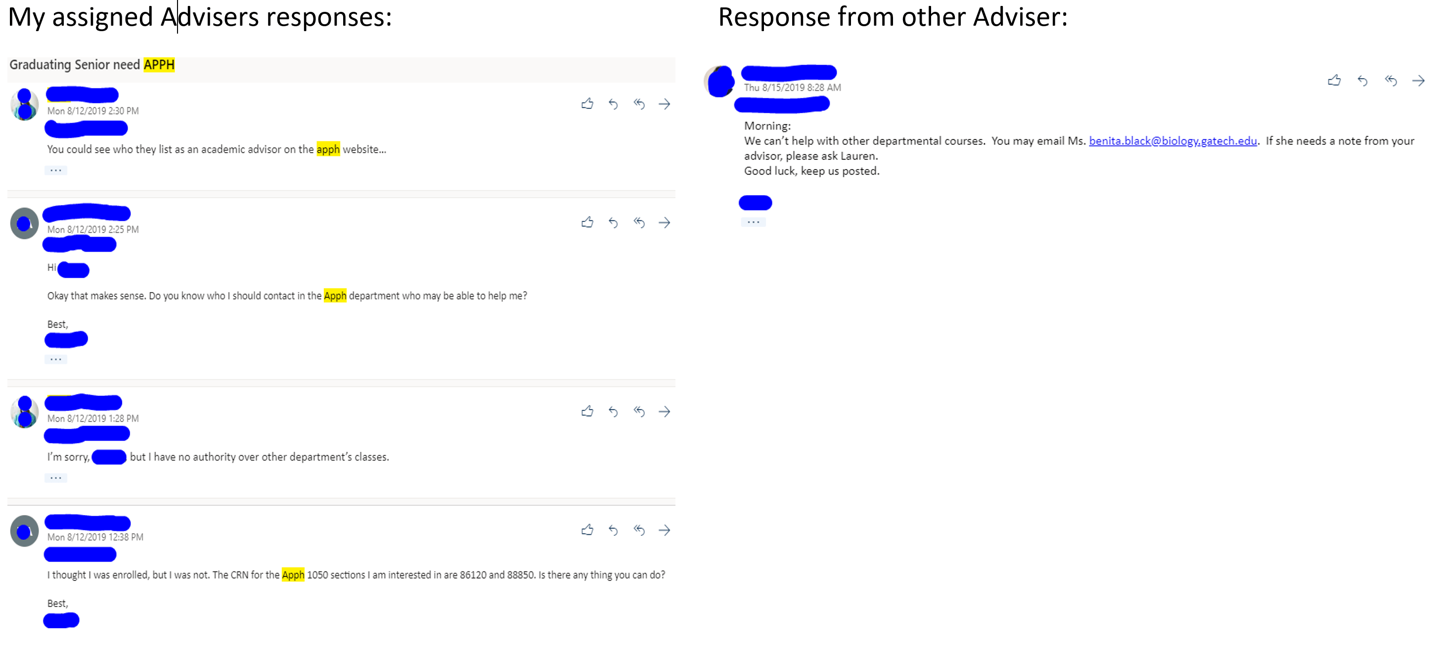 Differences In Adviser Responses Gatech