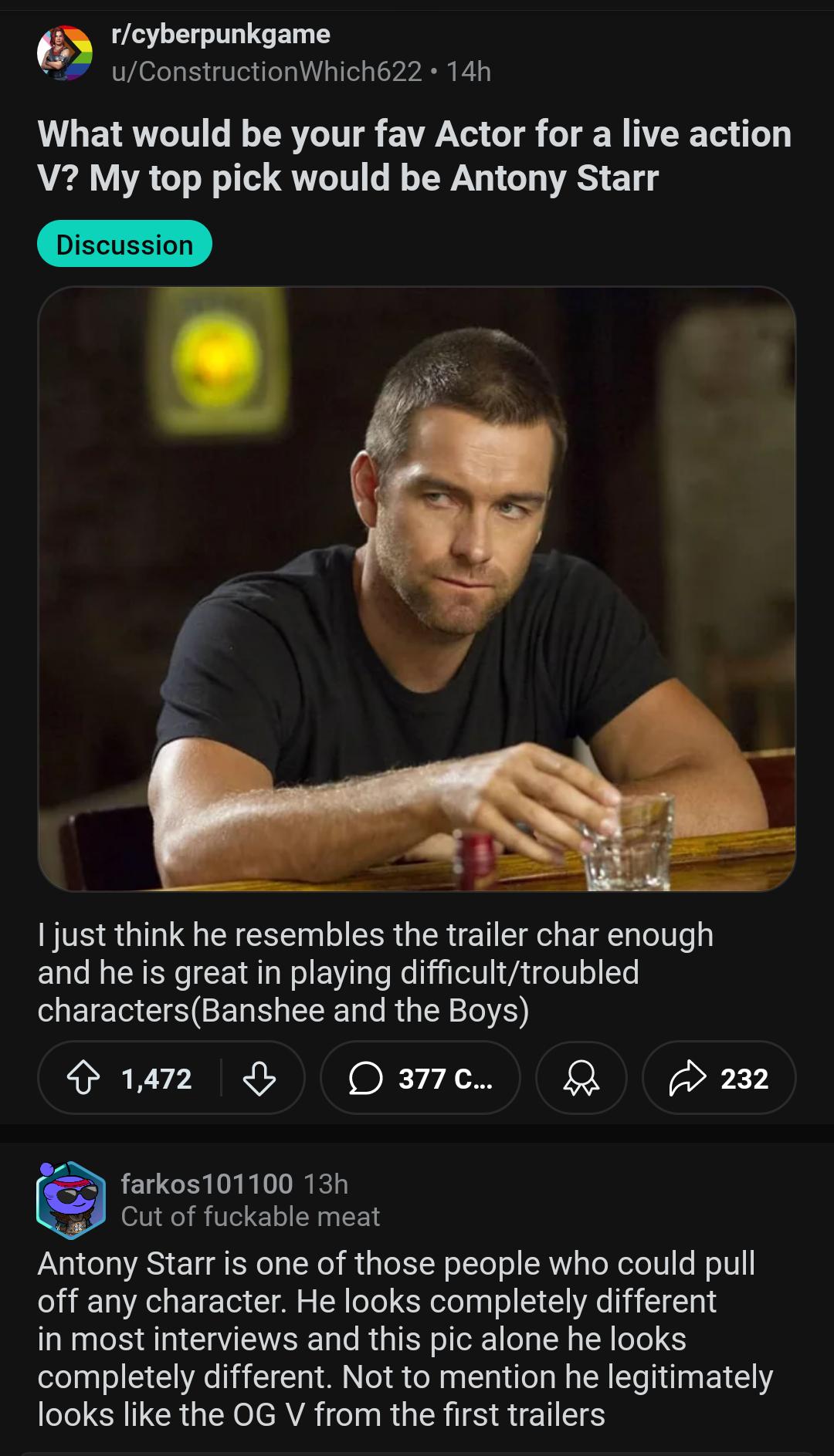 Hi! New to kino here. Is Anthony Starr the greatest actor of all time? My  gamer friends say so : rmoviescirclejerk