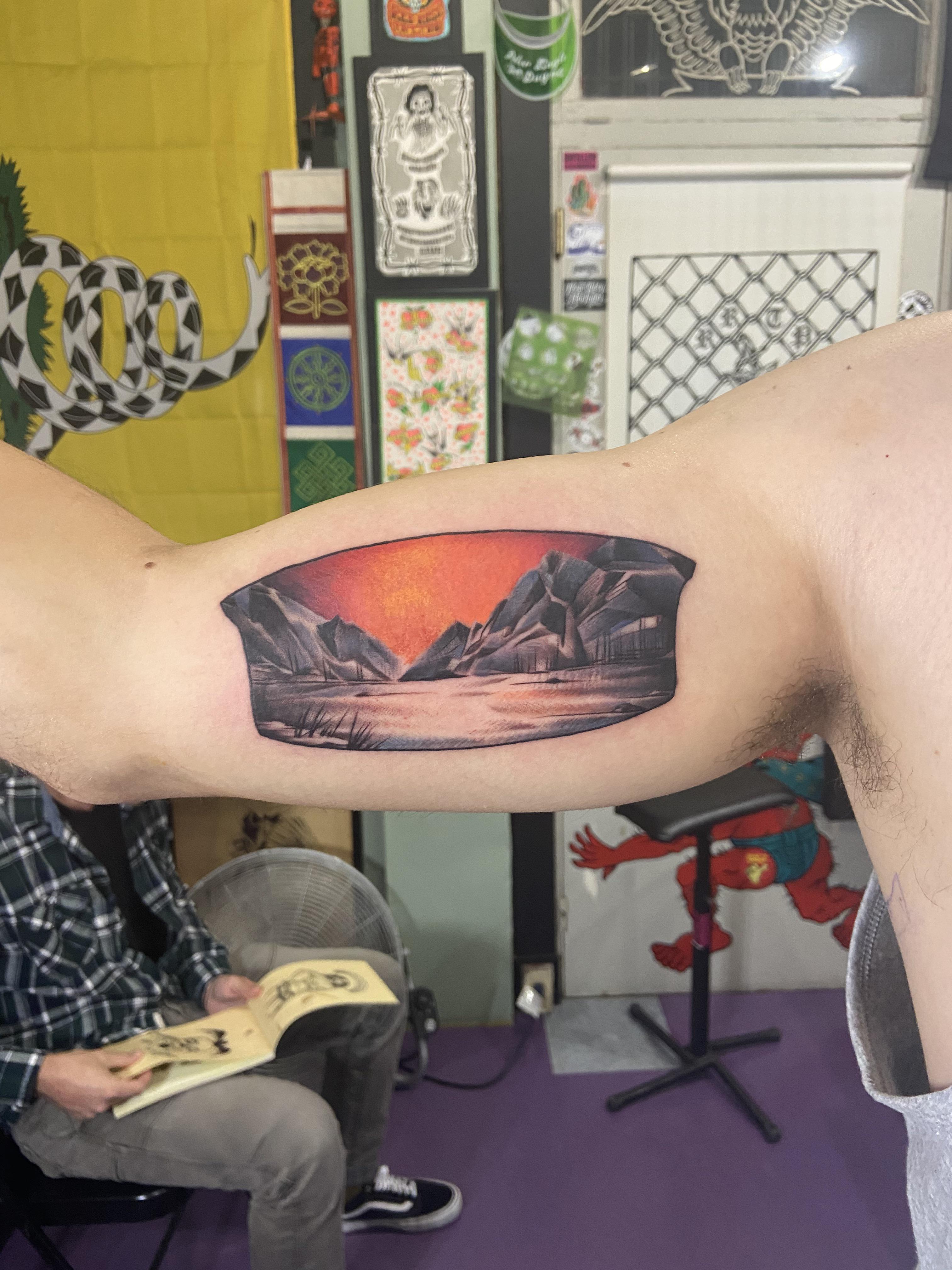 Mountain Scene Done By Andy At Red Rose Tattoo In Lancaster Pa Tattoos