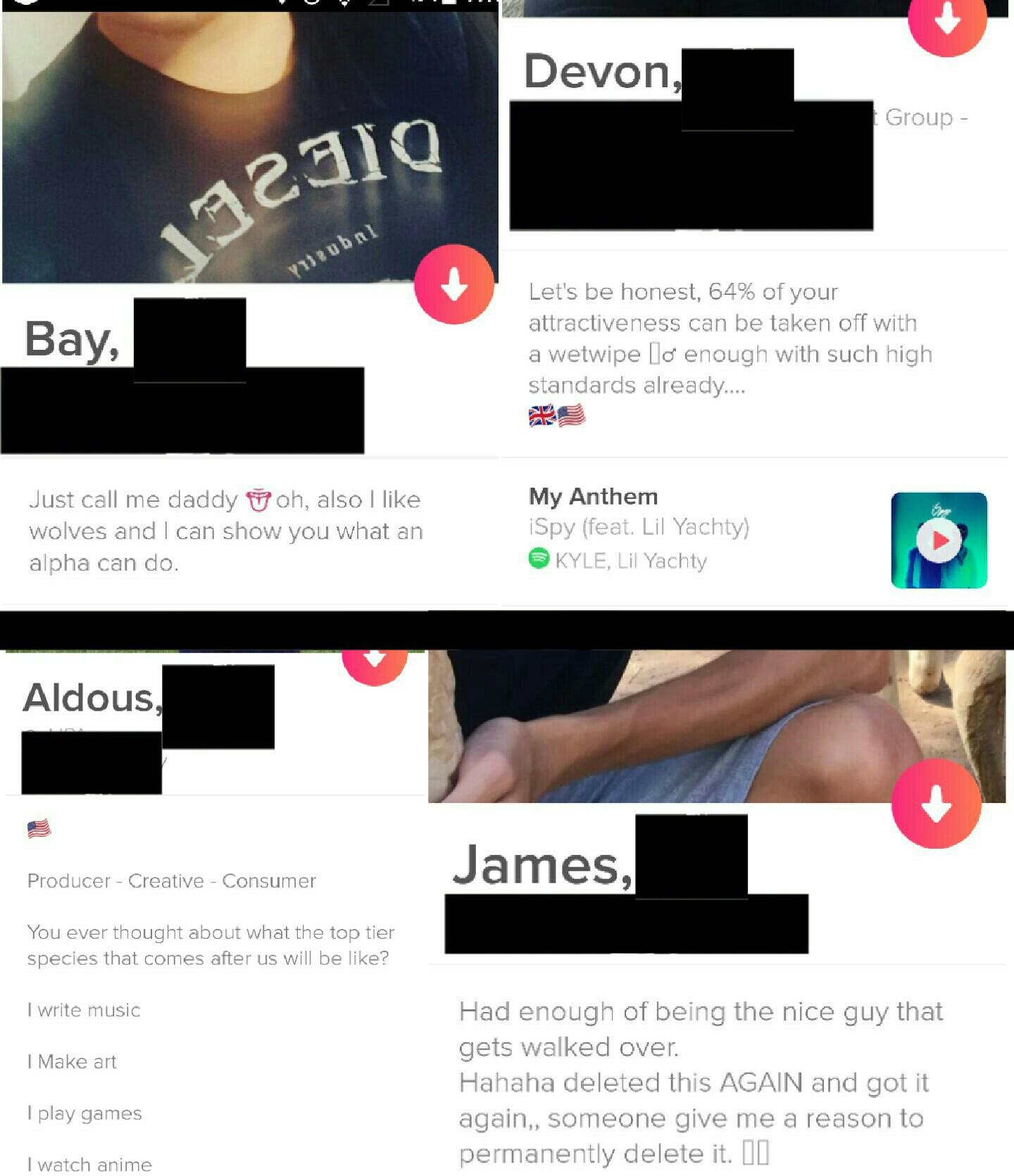 Writing down your advantages, you may mention your hobbies, . Some.... interesting tinder profiles me and my mates found ...