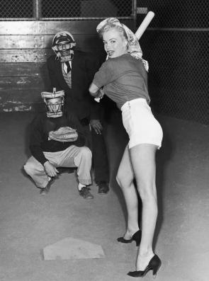 Play ball! Marilyn Monroe looking fabulous at bat (1950s)