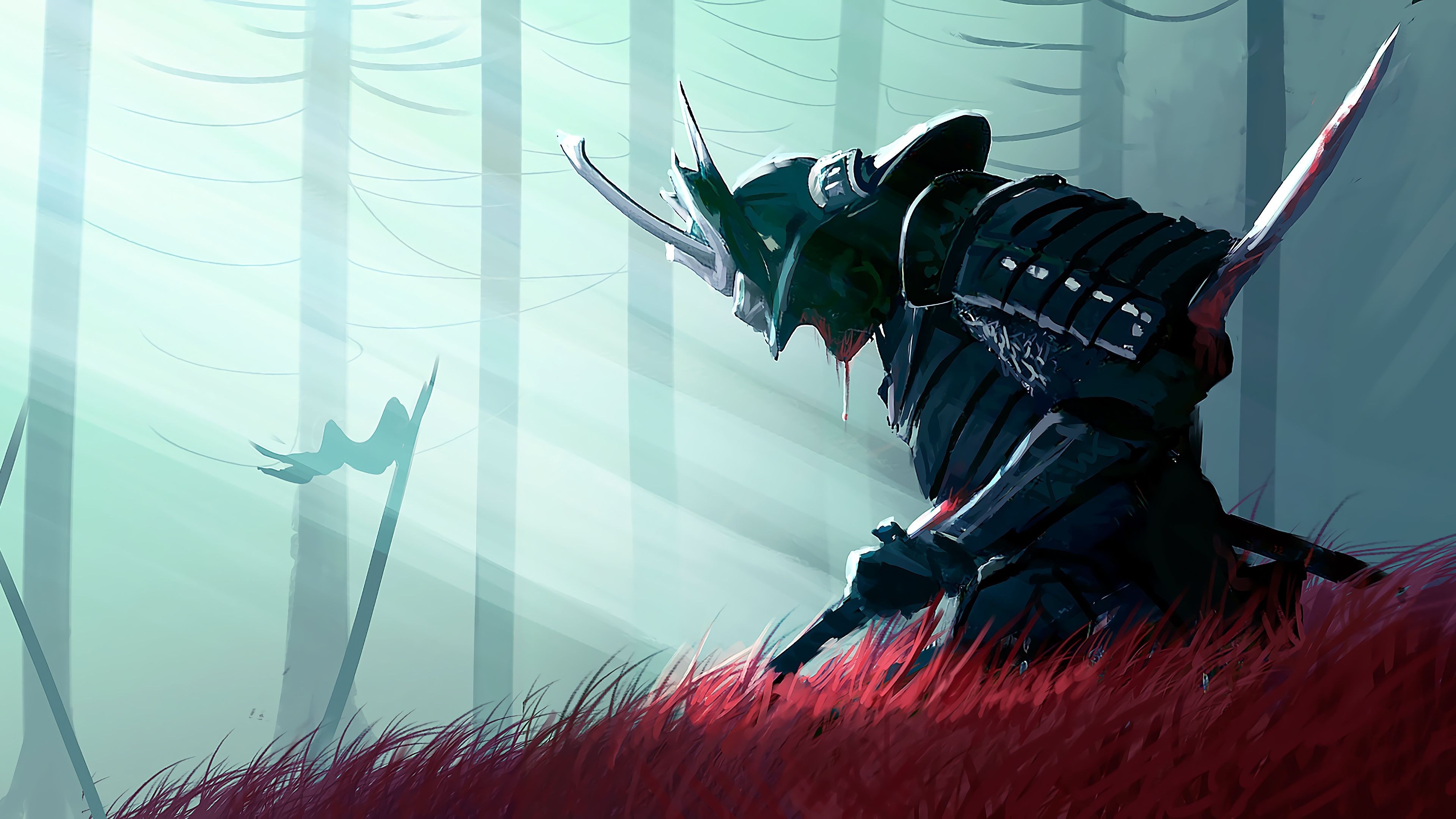 Last samurai hit by a raven during his last battle. Warm Cool Cube Wallpapers