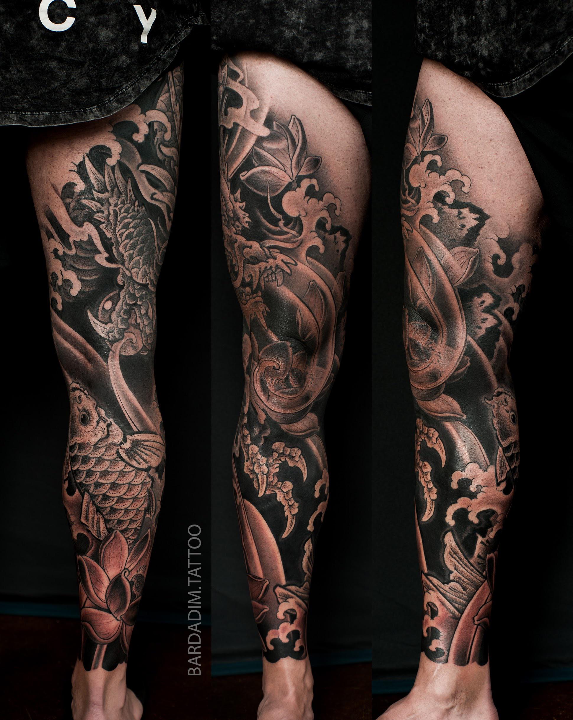 Leg Sleeve Dragon And Koi How Come Nobody Speaks About Energy Especially In Terms Of Large Scale Projects And In Particular Japanese Tattooing Do You Feel It When You Get Tattooed Or