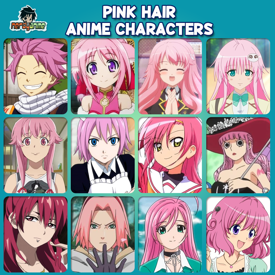Pink hair cartoon characters