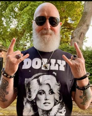 Rob Halford wearing a Dolly Parton T Shirt is the best.