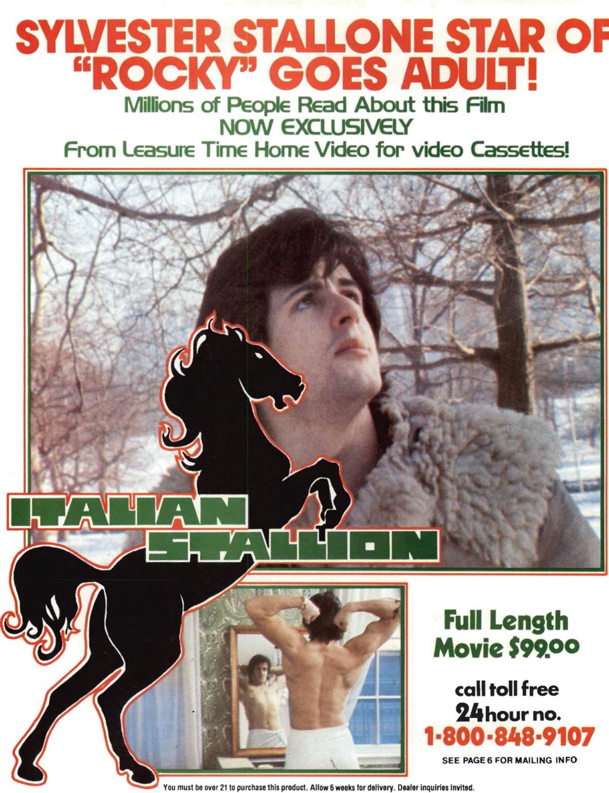 Lets set aside Sly Stallone did a porno in the 70s. Lets talk about shelling out $100 to watch it. $520 in todays money. And like today, Age Verification was much like