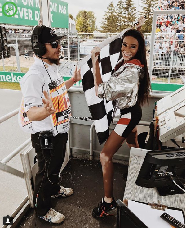Winnie Harlow Waving The Chequered Flag At Canadian Grand