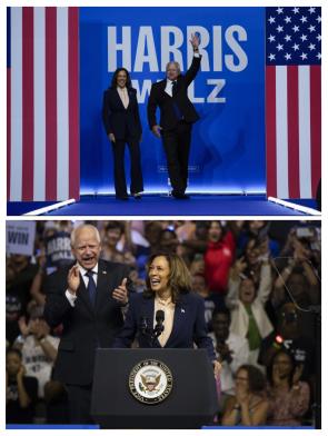 Vice President Harris and her running mate, Tim Walz, speak at a campaign rally in Philadelphia