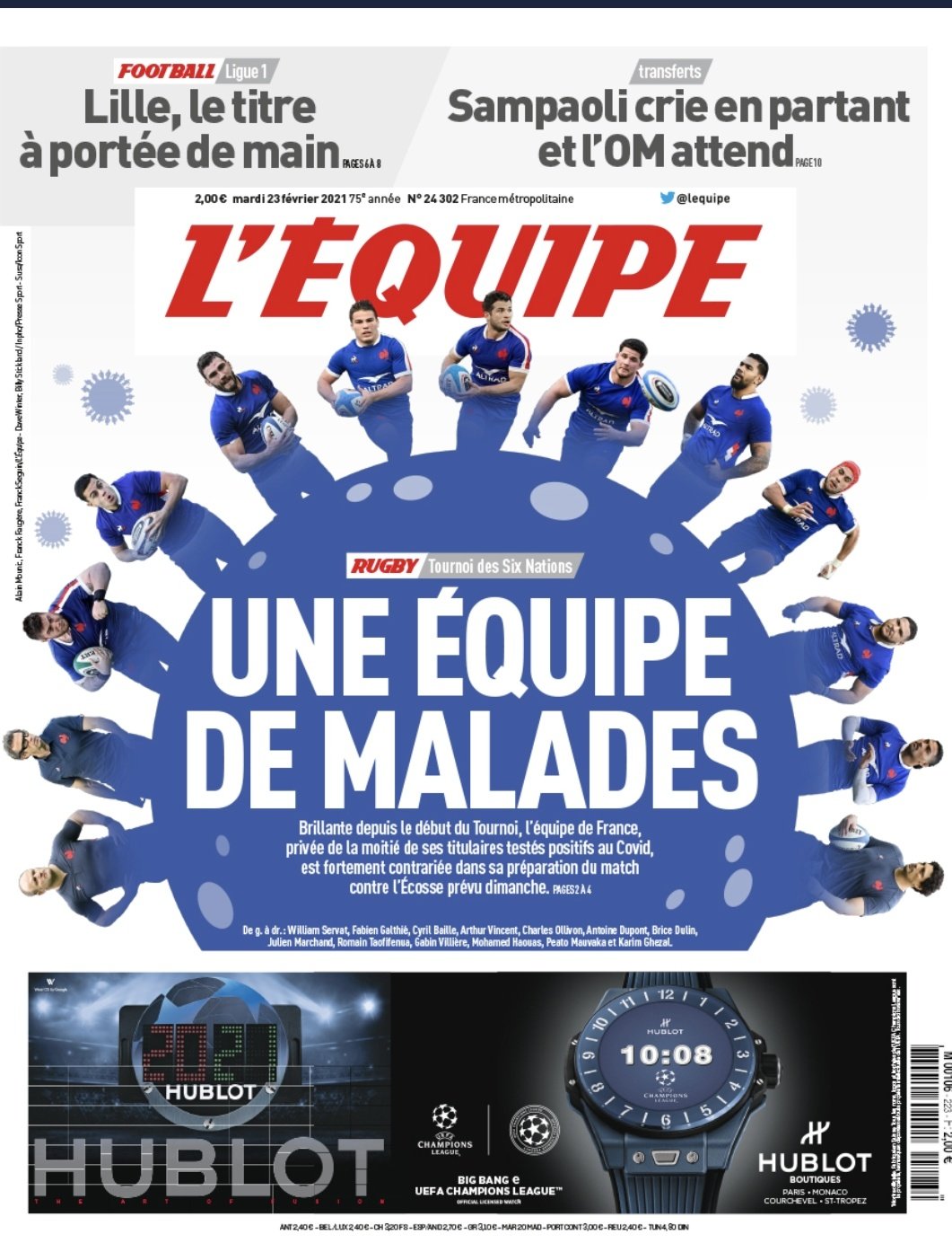 L Equipe S Front Page Today Rugbyunion