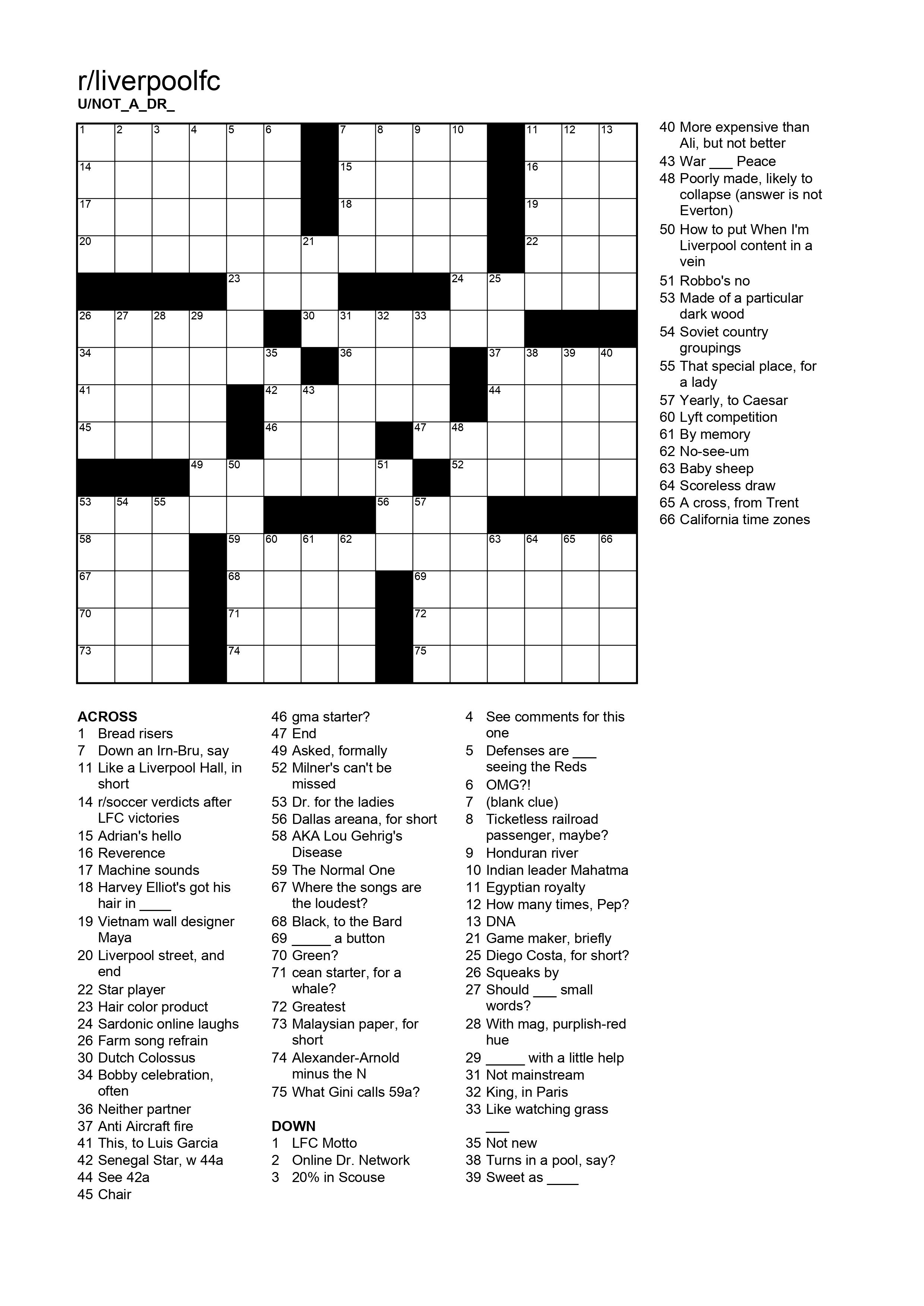 I made an lfc-themed crossword to kill some time last night