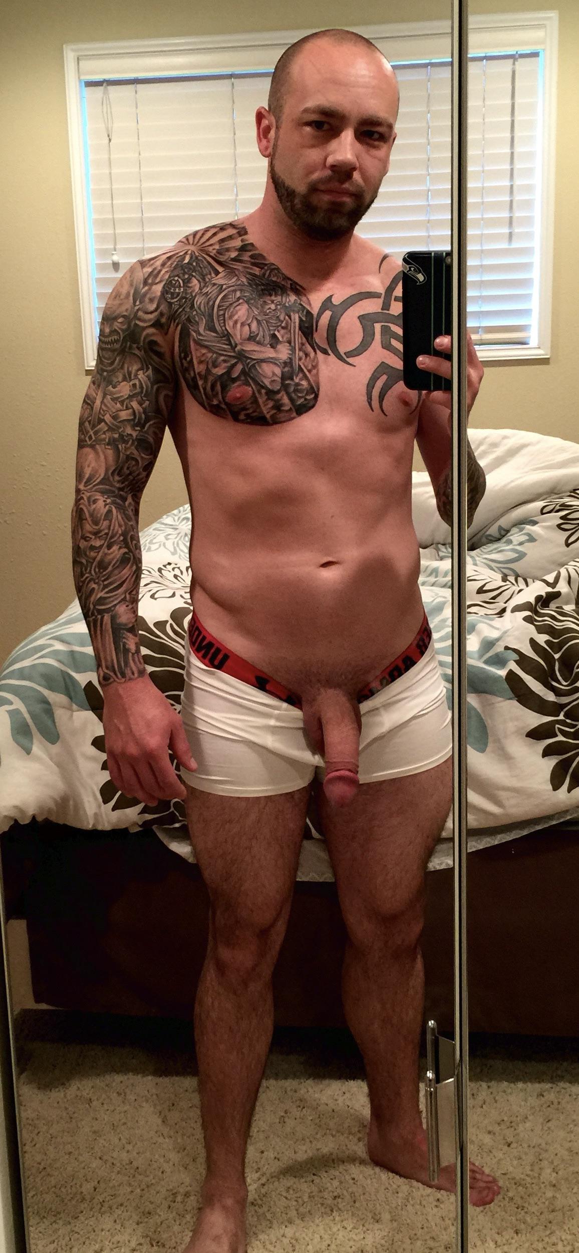 Cock, naked guy selfie, big dick, hard cock, dick pic, porn, nudity, dad cock, naked man, naked tattooed cock, dick, penis, nude guy, naked cock : rboxershorts
