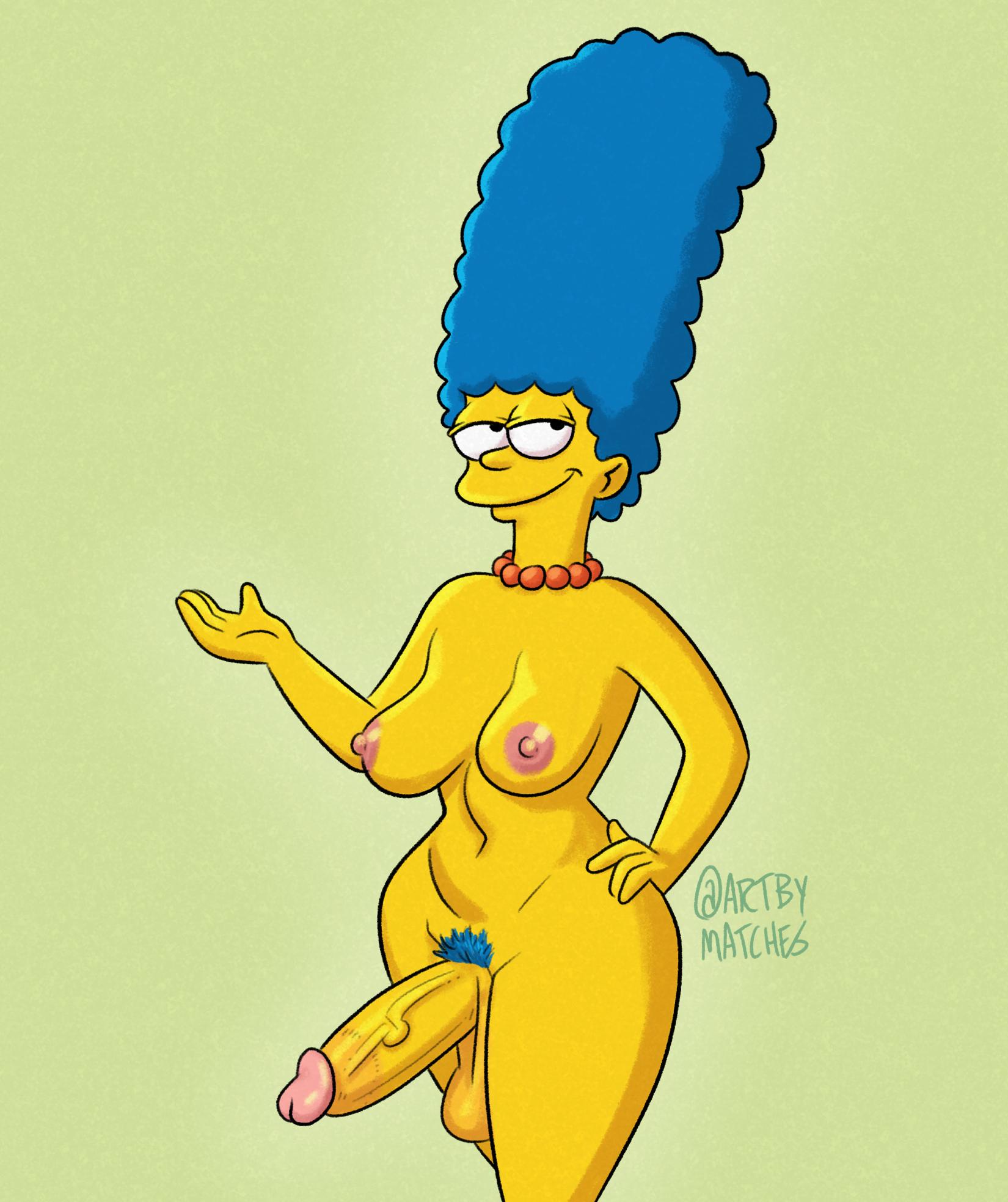First time drawing Marge Simpson, but I gave her a peen [ArtByMatches] : r futanari
