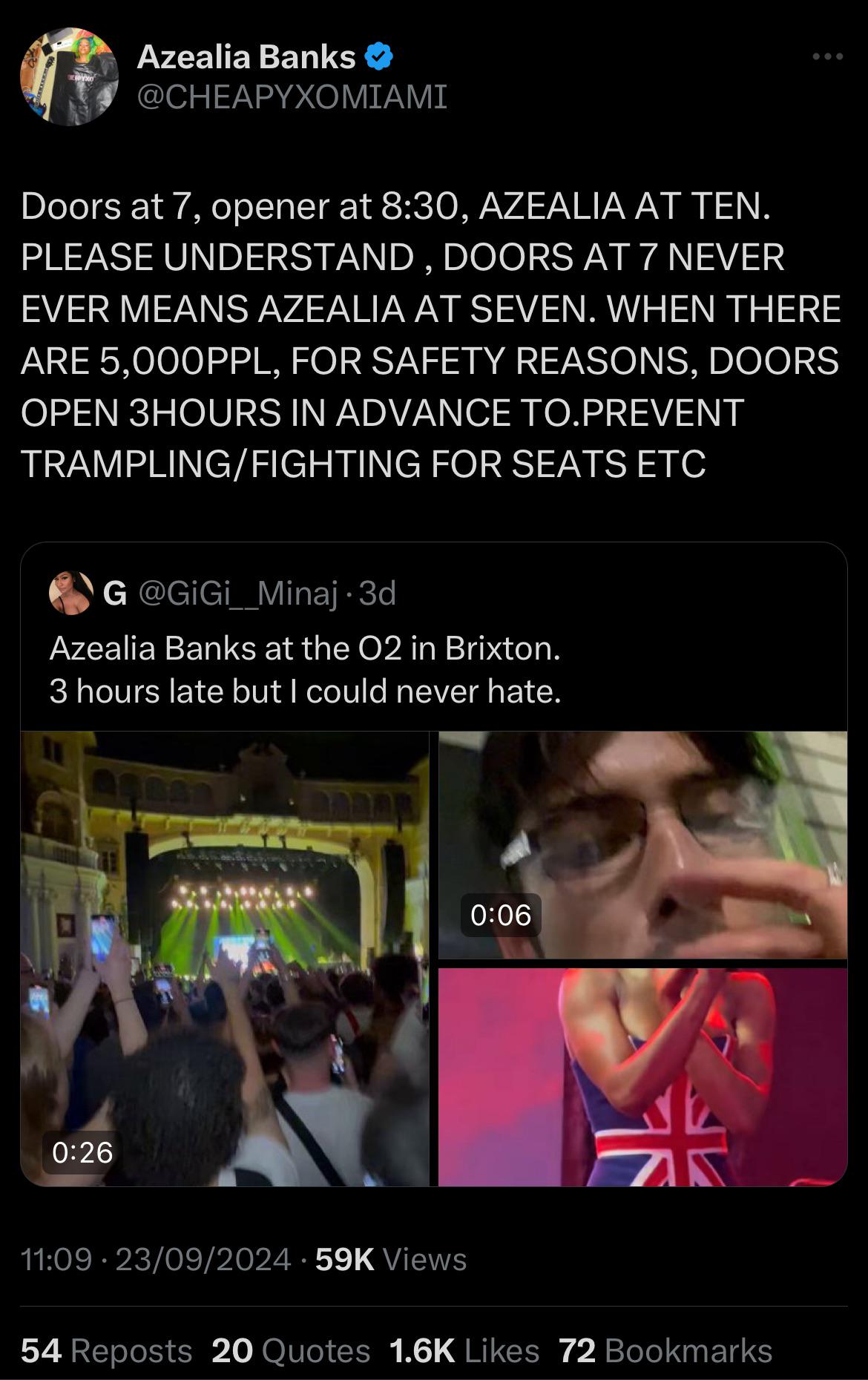 So Azealia has finally made a statement about being “late” to her shows 😩  : razealiabanks