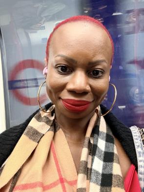 Red hair is still vibrant.