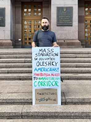 A one-man demonstration in Kyiv today
