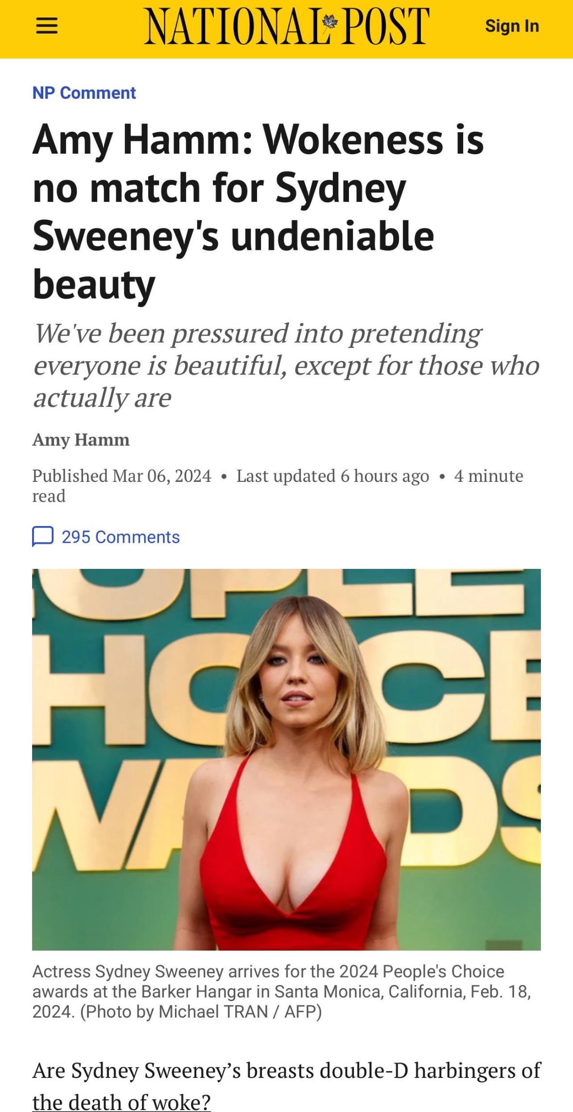 $10 that this same person would be calling Sydney a whore if she was an OF  model : rjustneckbeardthings