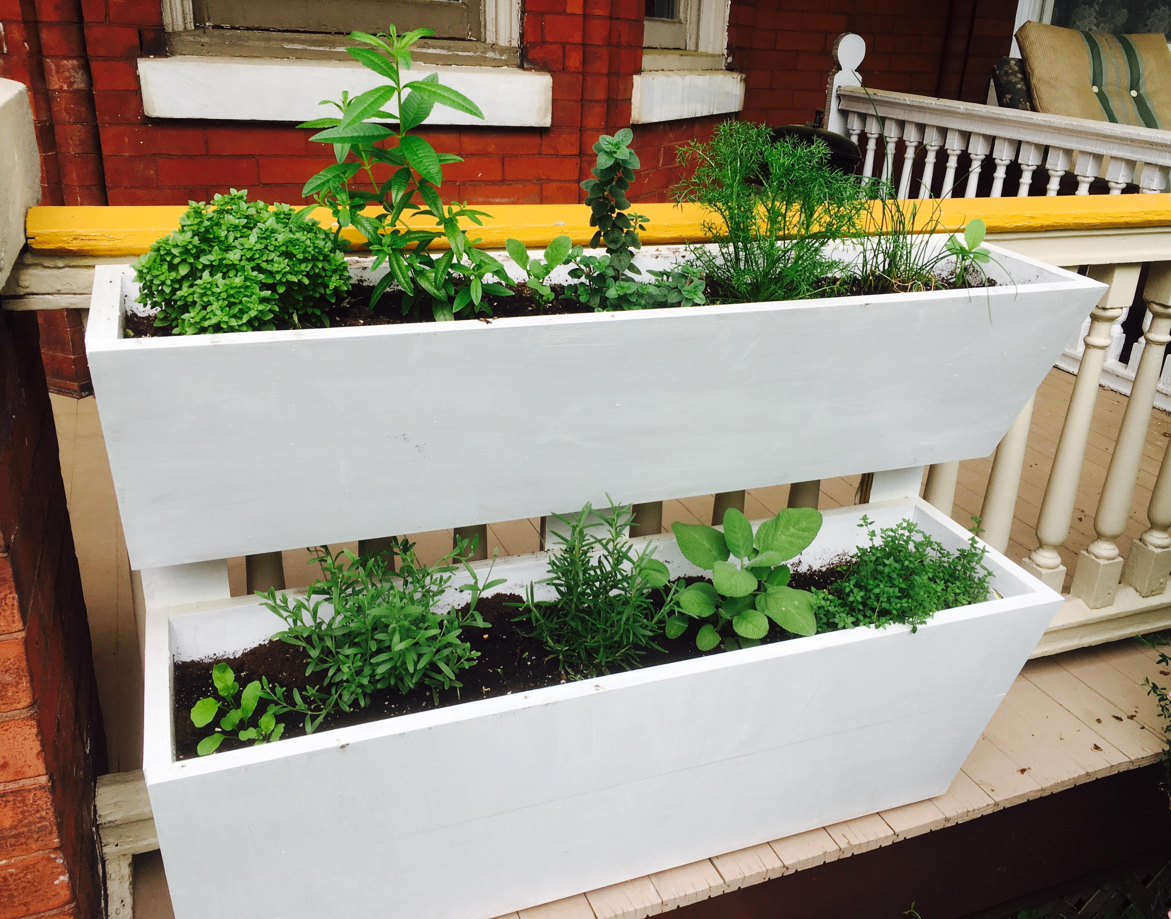 Herb planter box i built for our apartment!!