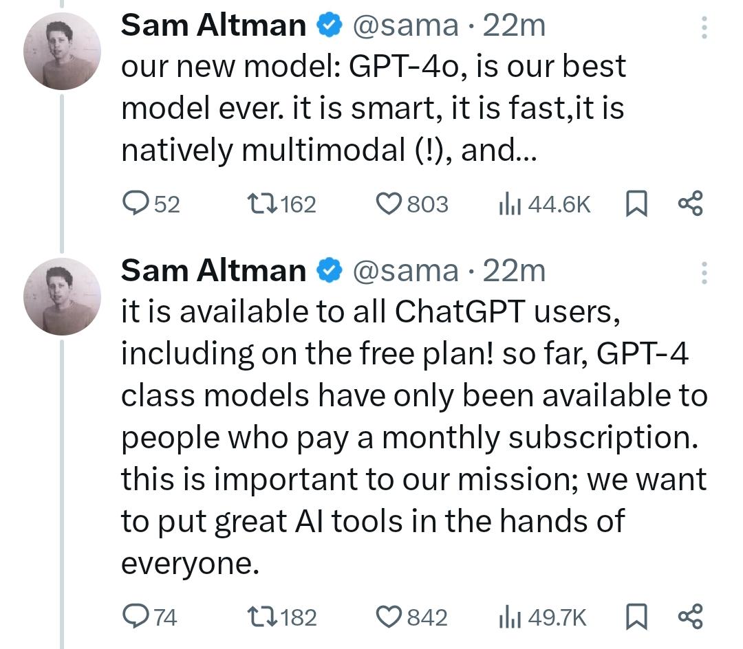 GPT-4o will be free for everyone in the next weeks : rOpenAI