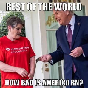 Someone pitched and they went with it: Tatted up grandma delivers McDonald’s to the White House and the Doctor naturally answers the door.