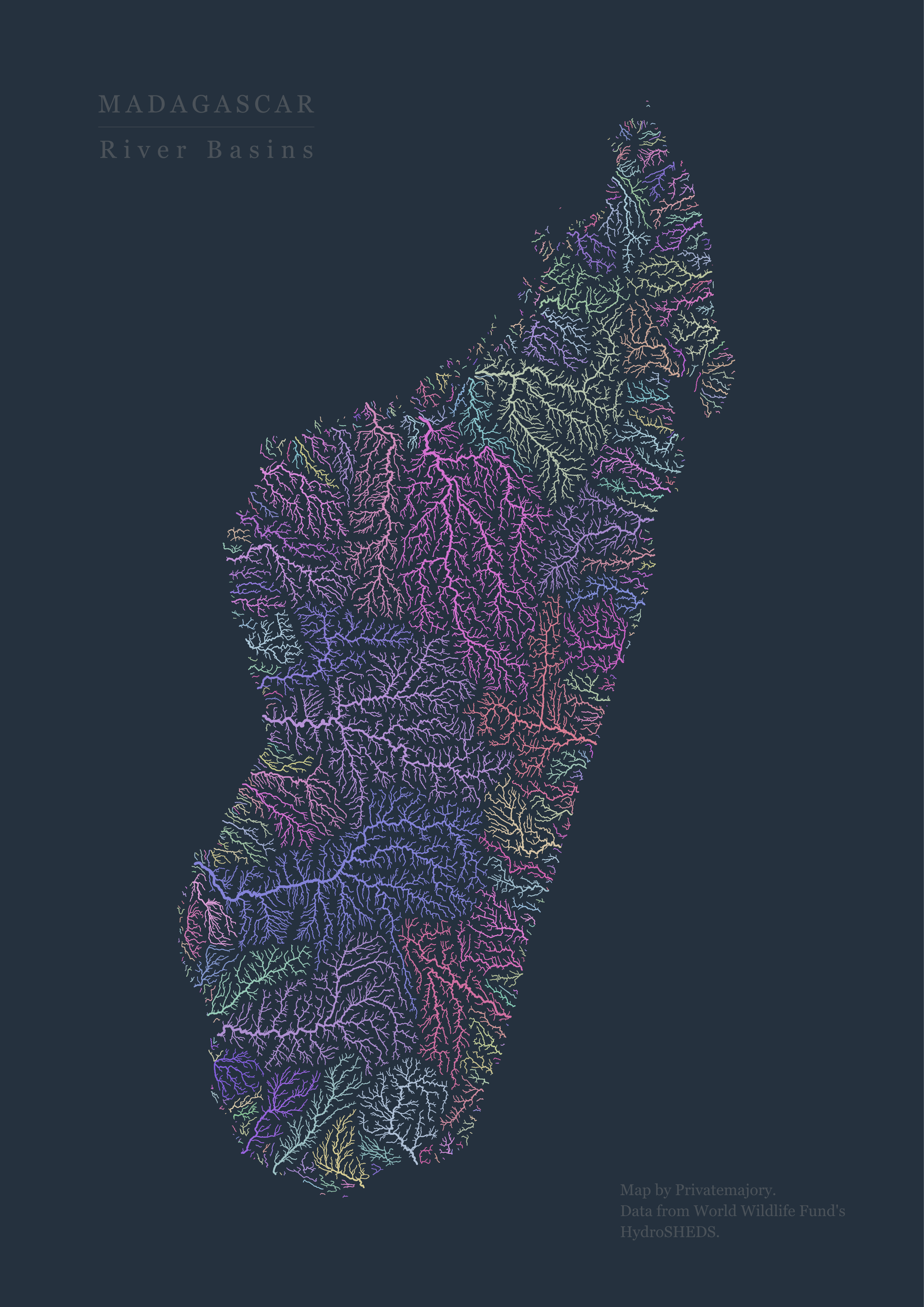OC Madagascar Rivers Coloured By Basin R Madagascar 