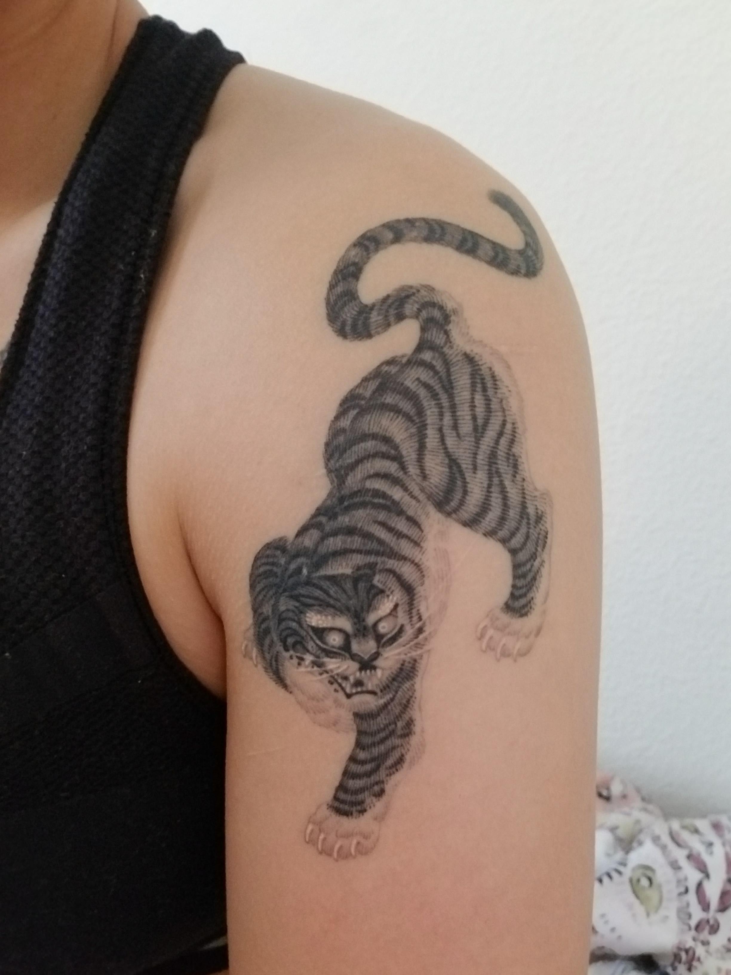 I Saw Someone Else S Korean Traditional Tiger Tattoo So I Raise You My 2 Month Healed Korean Tiger By Gb Kim Of Lighthouse Tattoo Studio Itaewon South Korea Tattoos