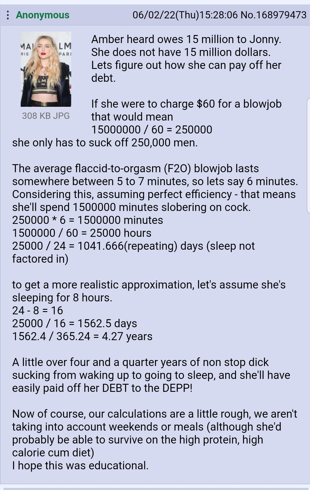 Anon calculates work hours required to pay off debt : rgreentext