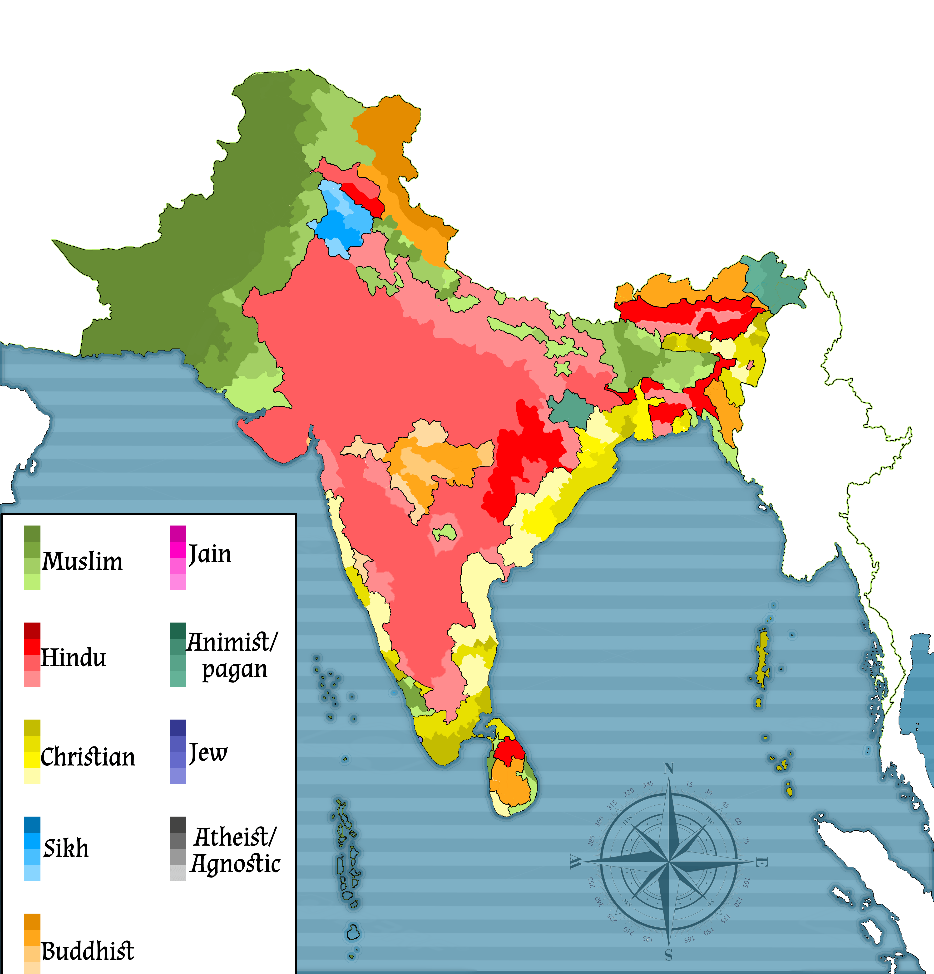 Jainism Religion Map 