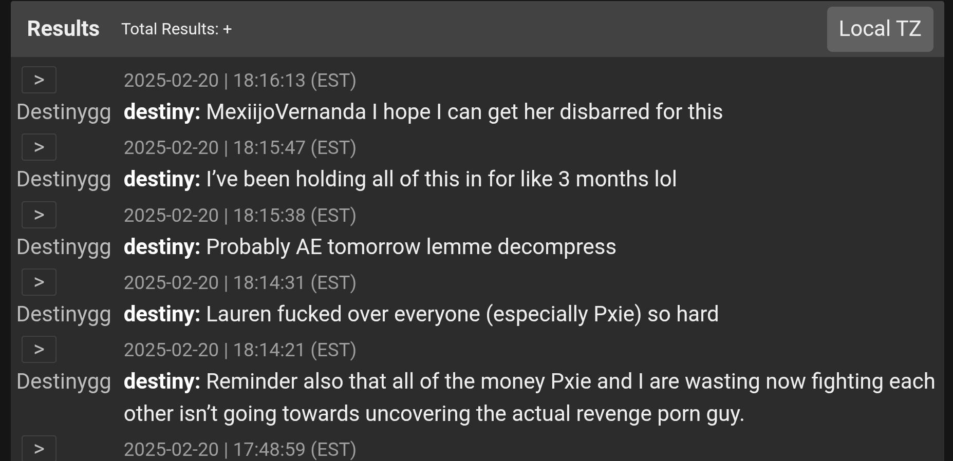 Destiny is currently doing a live reponse to the allegations titled final  response (link is a timestamp to the beginning of the response) :  ryoutubedrama