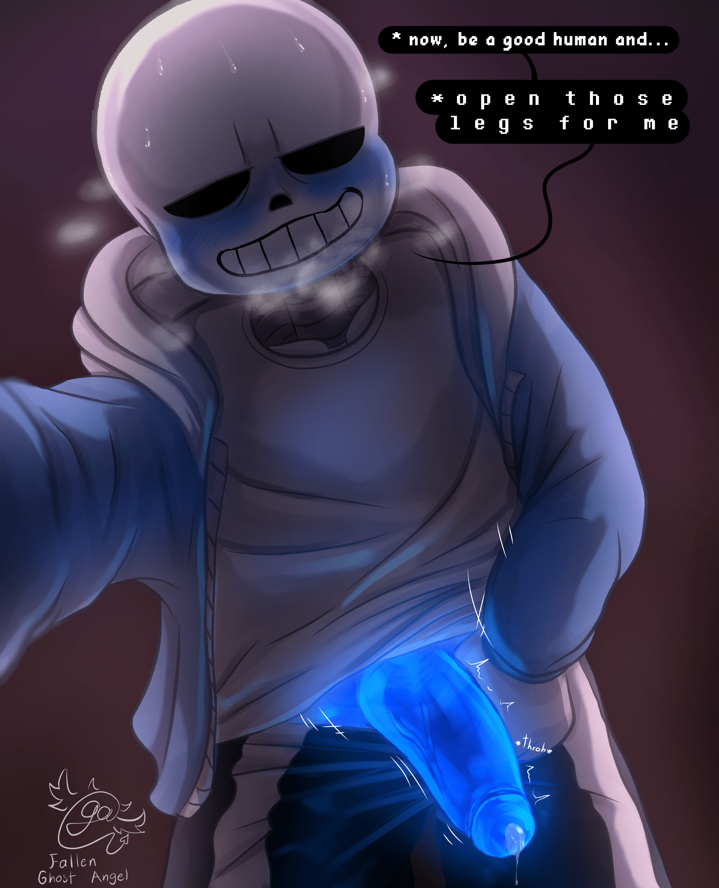 Sans] showing his blue glowstick (@FallenGhostAnge) : rUnderTail