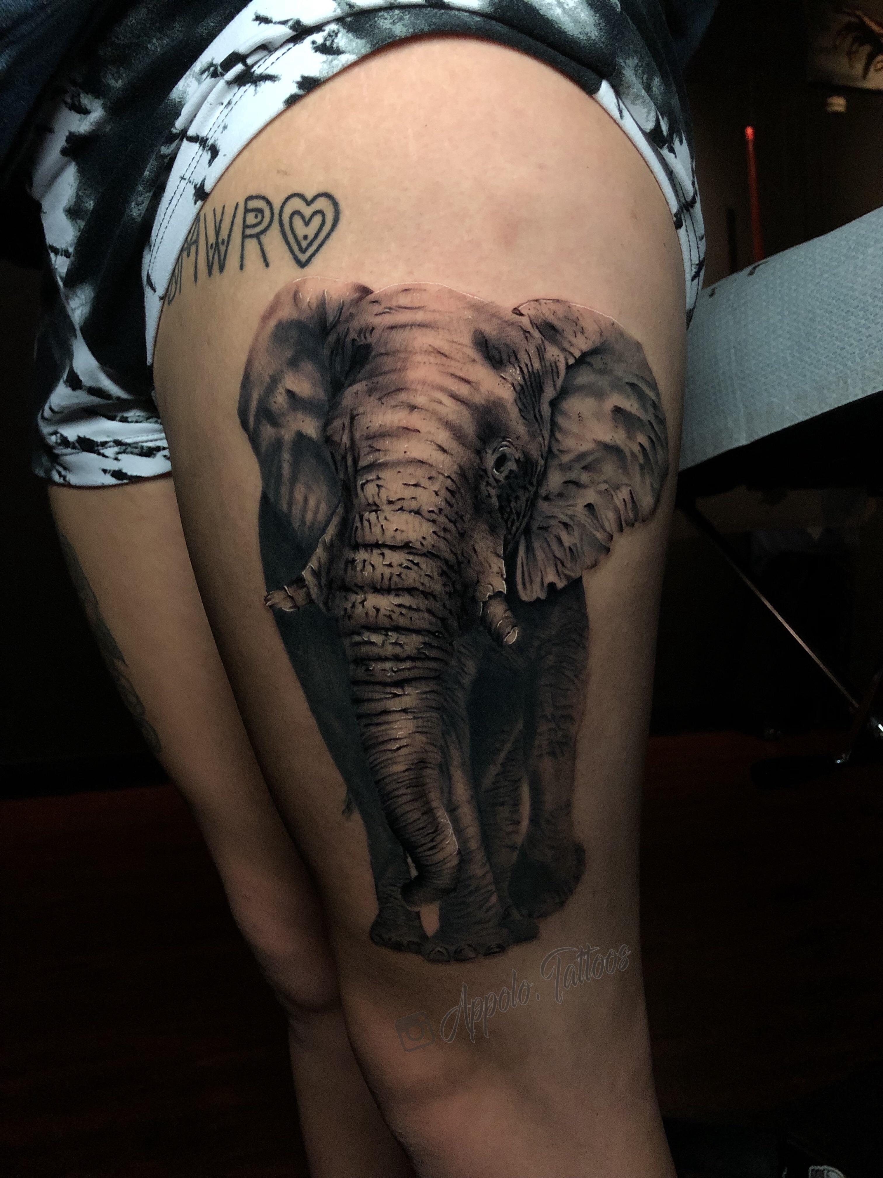 Black Grey Elephant Tattoo Roughly 10 Art