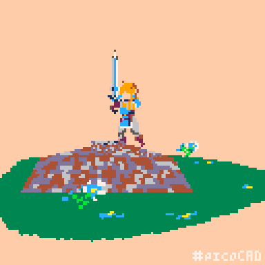 [botw] i made a little scene of link pulling the master sword in a