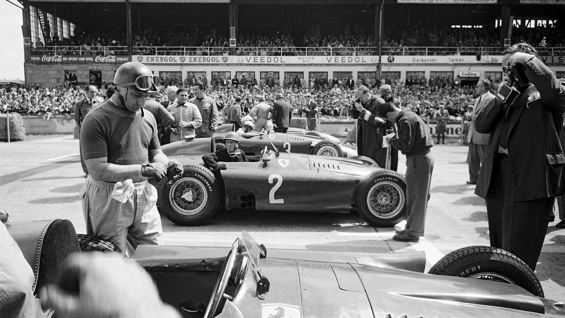 Three Ferraris And One Maserati Line Up On The Front Row Of