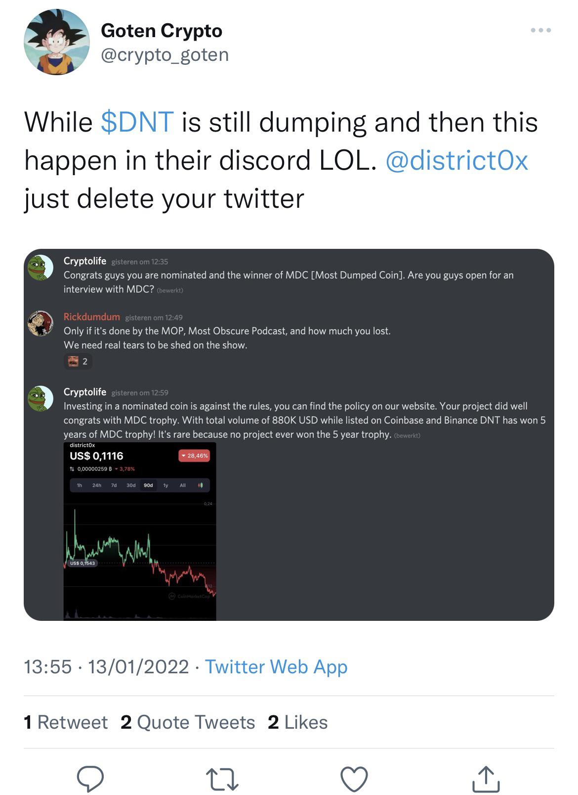 Many cryptocurrency investors use google trends, which measures the volume of web searches for a particular topic over time, as a tool to gauge whether public interest is increasing or decreasing for a particular cryptocurrency. District0x Trading Discussion And Information