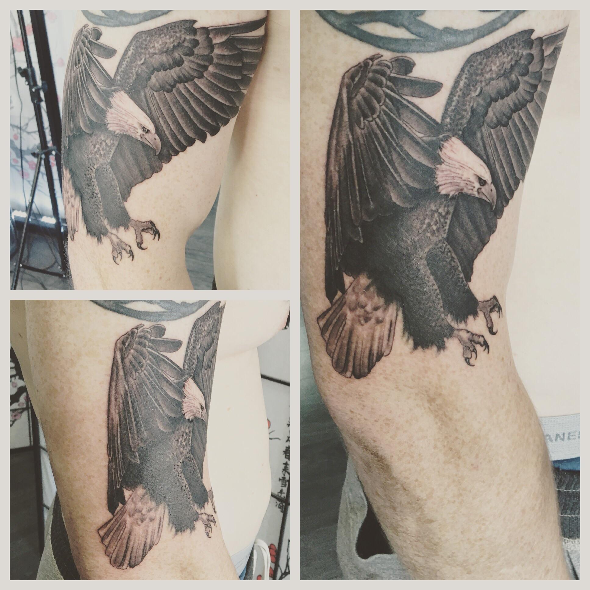 Black And Grey Bald Eagle Done By Shane At Evolution Ink Fayetteville Nc Tattoos