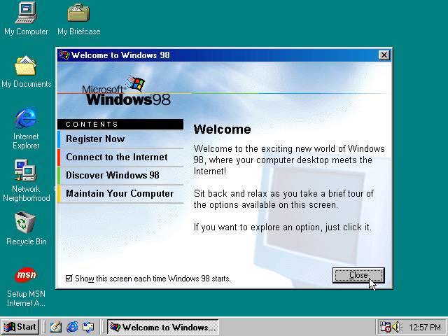My daughter set up a user name under win98 and evertime i boot the pc the microsoft windows networking password box comes up. Remember The Music For The Windows 98 Welcome Screen R Nostalgia