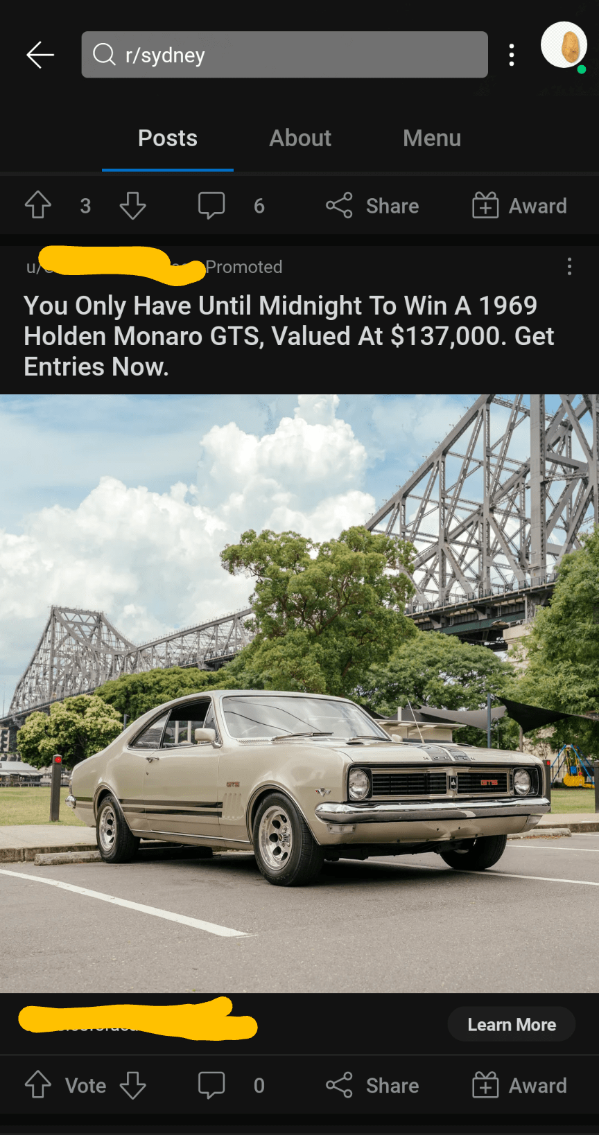 Even this reddit ad has an expensive car parked poorly